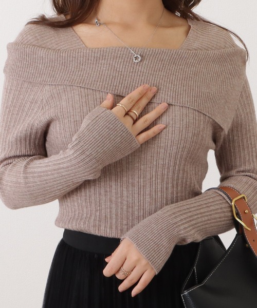 新品 タン TIED LAYERING TOPS 変形 ニット グレー F 新品 タン TIED LAYERING TOPS 変形 ニット グレー F