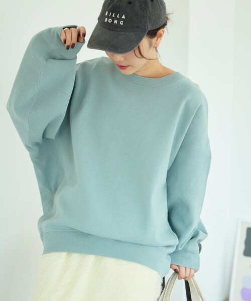 FREAK'S STORE（フリークスストア）の「WEB限定　ヘビーウェイト クルーネック スウェット（スウェット・レディース・ブルー/ナチュラル/ピンク/ブラック/マスタード/グリーン/グレー/ライトグレー/サックスブルー/オレンジ/その他15/その他9・ﾌﾘ-）」の7枚目の写真