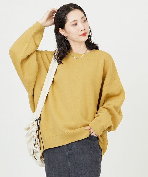 FREAK'S STORE（フリークスストア）の「WEB限定　ヘビーウェイト クルーネック スウェット（スウェット・レディース・ブルー/ナチュラル/ピンク/ブラック/マスタード/グリーン/グレー/ライトグレー/サックスブルー/オレンジ/その他15/その他9・ﾌﾘ-）」の9枚目の写真