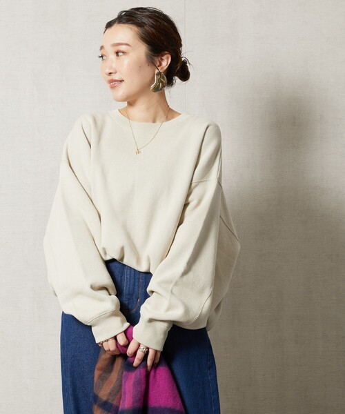 FREAK'S STORE（フリークスストア）の「WEB限定　ヘビーウェイト クルーネック スウェット（スウェット・レディース・ブルー/ナチュラル/ピンク/ブラック/マスタード/グリーン/グレー/ライトグレー/サックスブルー/オレンジ/その他15/その他9・ﾌﾘ-）」の13枚目の写真