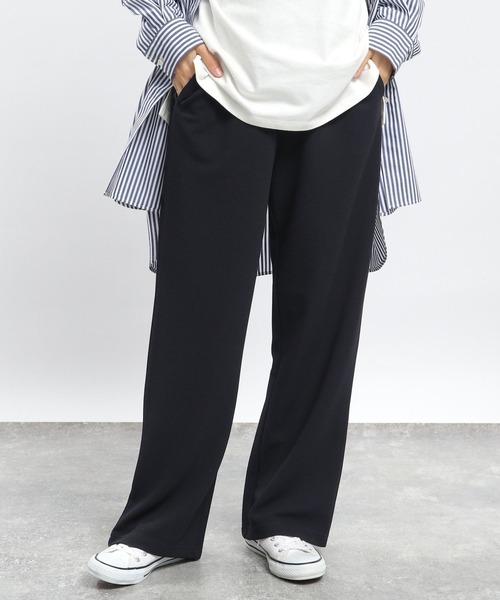 GLOBAL WORK Smile Seed Store(グローバルワーク スマイルシードストア)の「【WEB限定】フクレジャガードイージーパンツ/979831(その他パンツ・レディース・ネイビー/アイボリー/ブラック・LARGE/MEDIUM/X-LARGE/SMALL)」の1枚目の写真