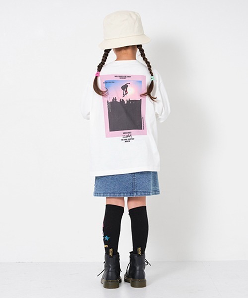 X-girl Stages（エックスガールステージス）の「マエファスナー台形スカート（スカート・キッズ・ライトブルー/ブラック/ネイビー・100cm/110cm/120cm/130cm/140cm/90cm）」の4枚目の写真