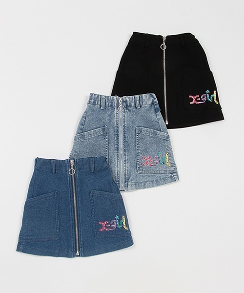 X-girl Stages（エックスガールステージス）の「マエファスナー台形スカート（スカート・キッズ・ライトブルー/ブラック/ネイビー・100cm/110cm/120cm/130cm/140cm/90cm）」の17枚目の写真