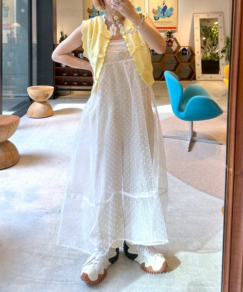 Alley by w closet（アリーバイダブルクローゼット）の「【Alley】パール付チャイナボタンベスト（ベスト・レディース・オレンジ/イエロー/グリーン・FREE）」の4枚目の写真