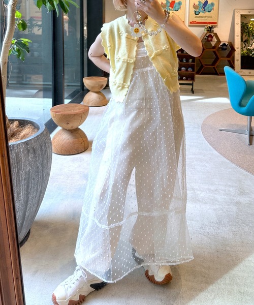 Alley by w closet（アリーバイダブルクローゼット）の「【Alley】パール付チャイナボタンベスト（ベスト・レディース・オレンジ/イエロー/グリーン・FREE）」の6枚目の写真