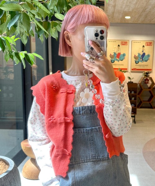 Alley by w closet（アリーバイダブルクローゼット）の「【Alley】パール付チャイナボタンベスト（ベスト・レディース・オレンジ/イエロー/グリーン・FREE）」の10枚目の写真