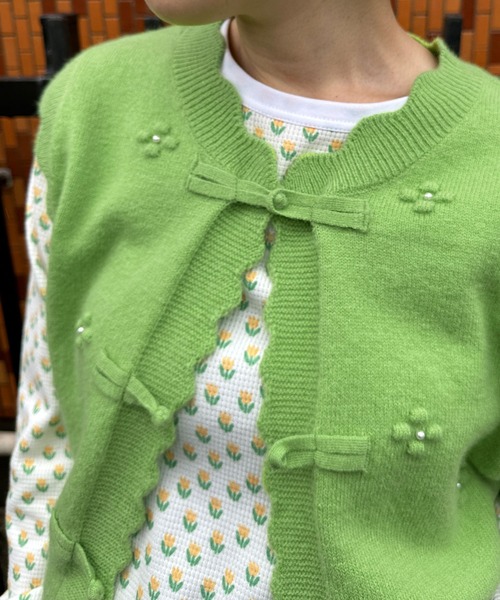 Alley by w closet（アリーバイダブルクローゼット）の「【Alley】パール付チャイナボタンベスト（ベスト・レディース・オレンジ/イエロー/グリーン・FREE）」の14枚目の写真