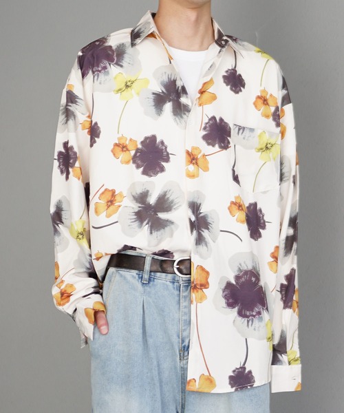 MinoriTY(マイノリティ)の「【MinoriTY】マルチプリント総柄ビッグシルエットシャツ オーバーサイズ ビッグシルエット ルーズフィット メンズ 秋服(シャツ/ブラウス・メンズ・ブラック/ホワイト×ブラック/マルチ/アニマル/ネイビー/ホワイト/グリーン/ダークブラック/ブルー/ストライプ/ゼブラ/ブルーグリーン/レオパード/ライトブラック/アイボリー/イエロー/クリアブラック/ダークグリーン/サファリグリーン/ピンク・M/L)」の7枚目の写真