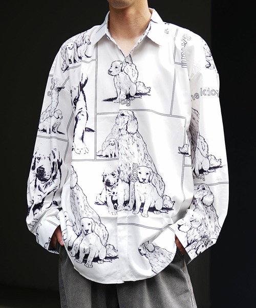 MinoriTY(マイノリティ)の「【MinoriTY】マルチプリント総柄ビッグシルエットシャツ オーバーサイズ ビッグシルエット ルーズフィット メンズ 秋服(シャツ/ブラウス・メンズ・ブラック/ホワイト×ブラック/マルチ/アニマル/ネイビー/ホワイト/グリーン/ダークブラック/ブルー/ストライプ/ゼブラ/ブルーグリーン/レオパード/ライトブラック/アイボリー/イエロー/クリアブラック/ダークグリーン/サファリグリーン/ピンク・M/L)」の19枚目の写真