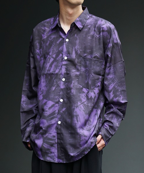 MinoriTY(マイノリティ)の「【MinoriTY】マルチプリント総柄ビッグシルエットシャツ オーバーサイズ ビッグシルエット ルーズフィット メンズ 秋服(シャツ/ブラウス・メンズ・ブラック/ホワイト×ブラック/マルチ/アニマル/ネイビー/ホワイト/グリーン/ダークブラック/ブルー/ストライプ/ゼブラ/ブルーグリーン/レオパード/ライトブラック/アイボリー/イエロー/クリアブラック/ダークグリーン/サファリグリーン/ピンク・M/L)」の12枚目の写真