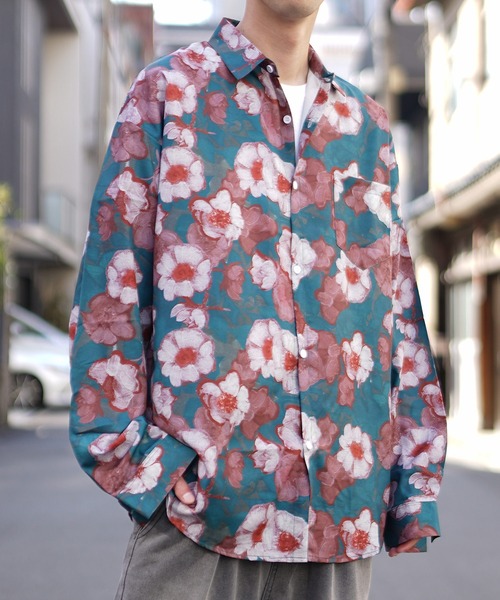 MinoriTY(マイノリティ)の「【MinoriTY】マルチプリント総柄ビッグシルエットシャツ オーバーサイズ ビッグシルエット ルーズフィット メンズ 秋服(シャツ/ブラウス・メンズ・ブラック/ホワイト×ブラック/マルチ/アニマル/ネイビー/ホワイト/グリーン/ダークブラック/ブルー/ストライプ/ゼブラ/ブルーグリーン/レオパード/ライトブラック/アイボリー/イエロー/クリアブラック/ダークグリーン/サファリグリーン/ピンク・M/L)」の8枚目の写真