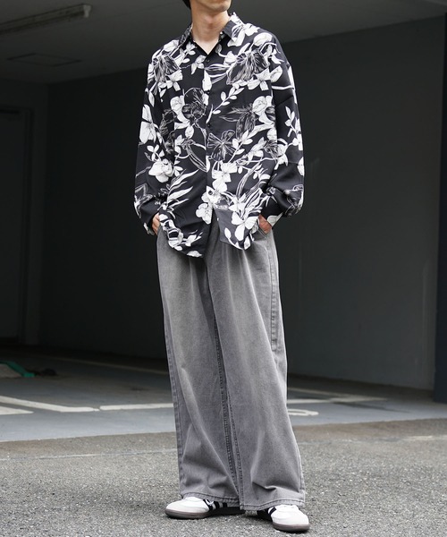 MinoriTY(マイノリティ)の「【MinoriTY】マルチプリント総柄ビッグシルエットシャツ オーバーサイズ ビッグシルエット ルーズフィット メンズ 秋服(シャツ/ブラウス・メンズ・ブラック/ホワイト×ブラック/マルチ/アニマル/ネイビー/ホワイト/グリーン/ダークブラック/ブルー/ストライプ/ゼブラ/ブルーグリーン/レオパード/ライトブラック/アイボリー/イエロー/クリアブラック/ダークグリーン/サファリグリーン/ピンク・M/L)」の22枚目の写真