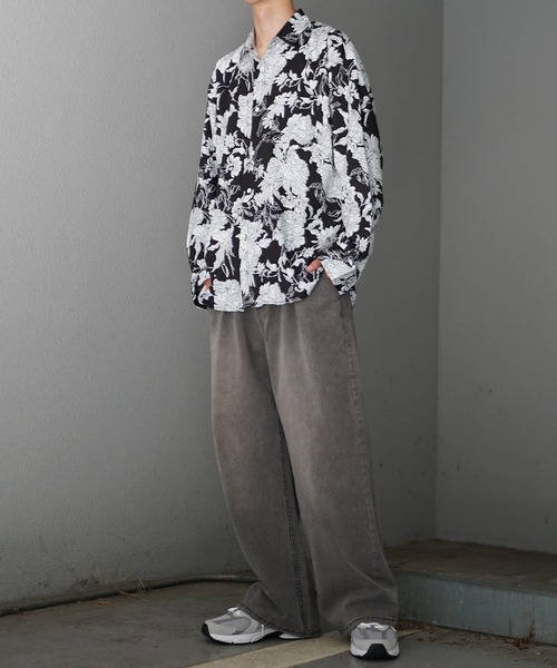 MinoriTY】マルチプリント総柄ビッグシルエットシャツ オーバーサイズ