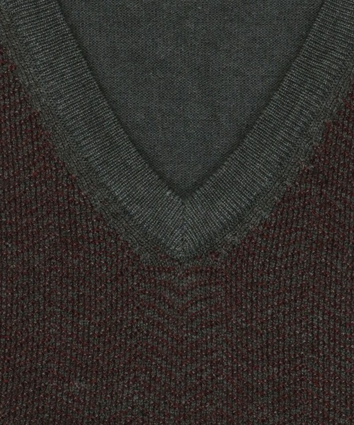 TOKYO SHIRTS（トウキョウシャツ）の「ヘリンボーン ベーシック ニットセーター（ニット/セーター・メンズ・チャコール/ネイビー・M/L/LL）」の4枚目の写真