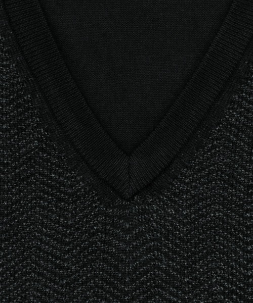 TOKYO SHIRTS（トウキョウシャツ）の「ヘリンボーン ベーシック ニットセーター（ニット/セーター・メンズ・チャコール/ネイビー・M/L/LL）」の7枚目の写真