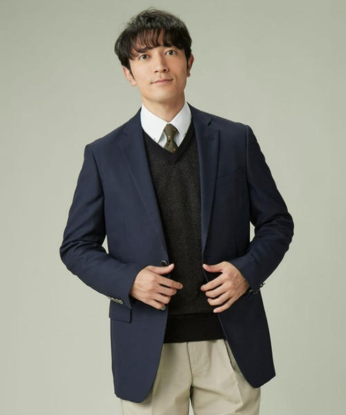 TOKYO SHIRTS（トウキョウシャツ）の「ヘリンボーン ベーシック ニットセーター（ニット/セーター・メンズ・チャコール/ネイビー・M/L/LL）」の8枚目の写真