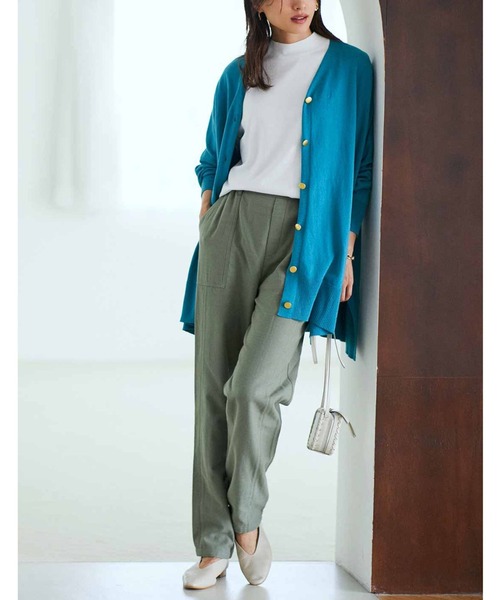 IEDIT（イディット）の「ＩＥＤＩＴ　綿１００％接結ダブルガーゼチノ風素材のきれいめベイカーパンツ（チノパンツ・レディース・ブラック/カーキ・MEDIUM/X-LARGE/LARGE/XX-LARGE）」の3枚目の写真