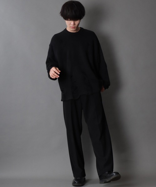 SITRY（シトリー）の「damage knit crew neck sweater/ダメージ ニット クルーネック セーター（ニット/セーター・メンズ・ブラウン/チャコールグレー/ブラック・M/L/XL）」の19枚目の写真