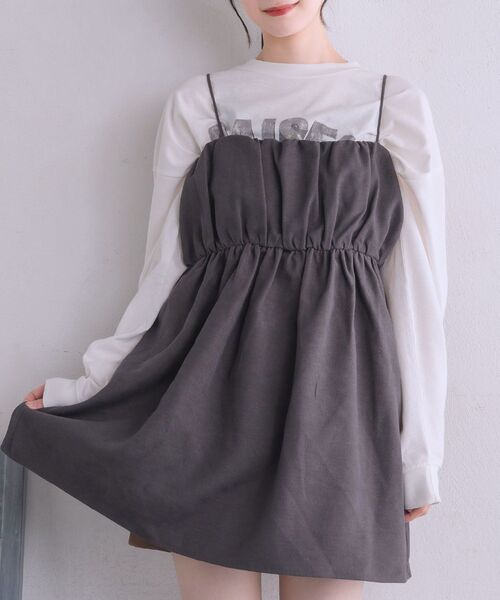 RETRO GIRL（レトロガール）の「ギャザーミニOP（ワンピース・レディース・ブラック/ライトグレー/イエロー・FREE）」の2枚目の写真