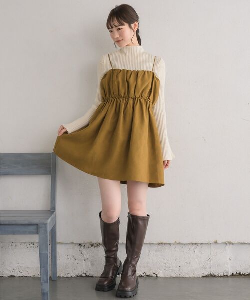 RETRO GIRL（レトロガール）の「ギャザーミニOP（ワンピース・レディース・ブラック/ライトグレー/イエロー・FREE）」の6枚目の写真