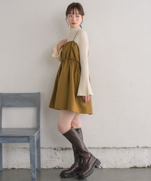 RETRO GIRL（レトロガール）の「ギャザーミニOP（ワンピース・レディース・ブラック/ライトグレー/イエロー・FREE）」の5枚目の写真