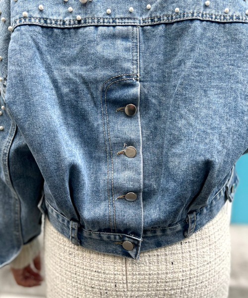 MODE ROBE（モードローブ）の「パール付きデニムジャケット（デニムジャケット・レディース・ブルー・FREE）」の5枚目の写真