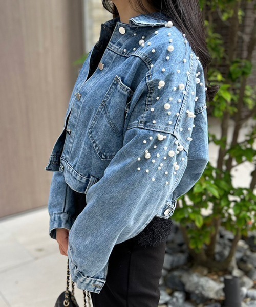 MODE ROBE（モードローブ）の「パール付きデニムジャケット（デニムジャケット・レディース・ブルー・FREE）」の11枚目の写真