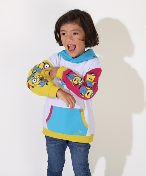 MINIONS(ミニオンズ)の「親子お揃い ミニオン ネオンクレイジー切替パーカー 9100K(パーカー・キッズ・ホワイト・120cm/130cm/110cm/100cm)」の6枚目の写真