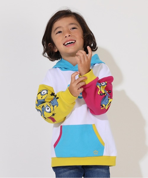 MINIONS(ミニオンズ)の「親子お揃い ミニオン ネオンクレイジー切替パーカー 9100K(パーカー・キッズ・ホワイト・120cm/130cm/110cm/100cm)」の7枚目の写真