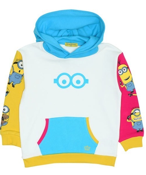 MINIONS(ミニオンズ)の「親子お揃い ミニオン ネオンクレイジー切替パーカー 9100K(パーカー・キッズ・ホワイト・120cm/130cm/110cm/100cm)」の2枚目の写真