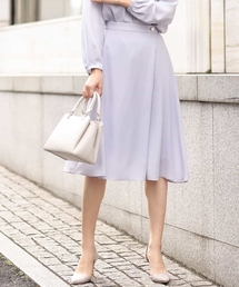 ラップ風デザインフレアスカート/洗える