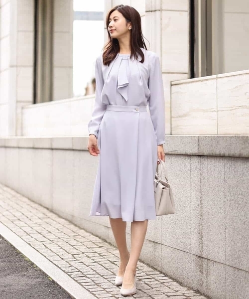 MK MICHEL KLEIN（エムケーミッシェルクラン）の「ラップ風デザインフレアスカート/洗える（スカート・レディース・ネイビー/ライトブルー・38）」の7枚目の写真