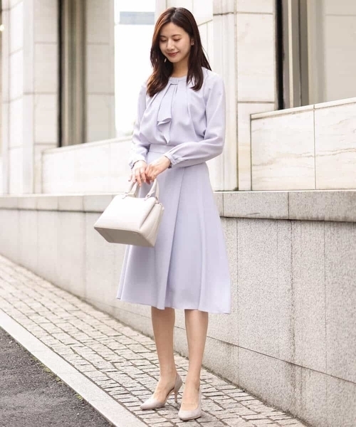 MK MICHEL KLEIN（エムケーミッシェルクラン）の「ラップ風デザインフレアスカート/洗える（スカート・レディース・ネイビー/ライトブルー・38）」の8枚目の写真