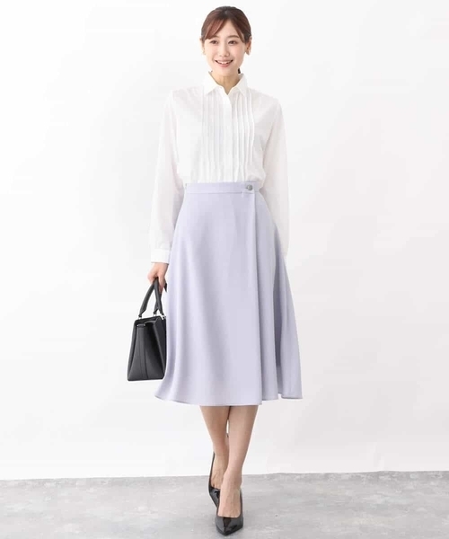 MK MICHEL KLEIN（エムケーミッシェルクラン）の「ラップ風デザインフレアスカート/洗える（スカート・レディース・ネイビー/ライトブルー・38）」の9枚目の写真