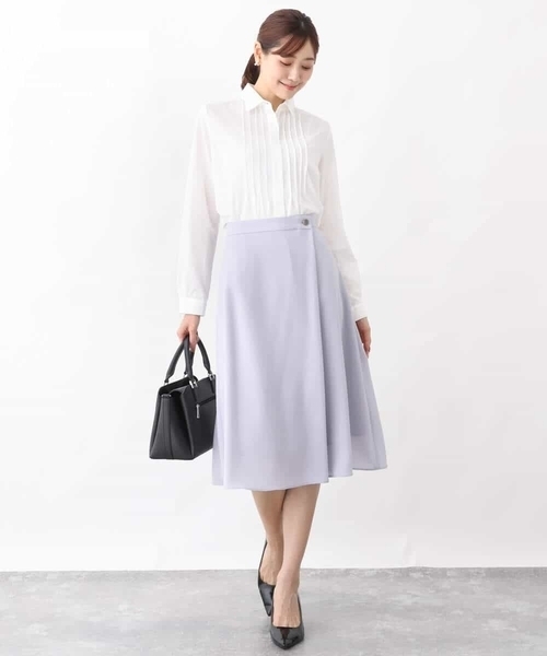 MK MICHEL KLEIN（エムケーミッシェルクラン）の「ラップ風デザインフレアスカート/洗える（スカート・レディース・ネイビー/ライトブルー・38）」の10枚目の写真