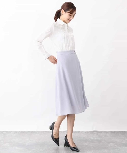 MK MICHEL KLEIN（エムケーミッシェルクラン）の「ラップ風デザインフレアスカート/洗える（スカート・レディース・ネイビー/ライトブルー・38）」の11枚目の写真