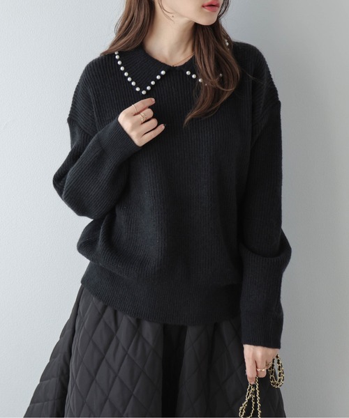 La-gemme（ラジェム）の「パールカラーニット（ニット/セーター・レディース・グレー/ネイビー/ブラック/ホワイト・フリー）」の10枚目の写真