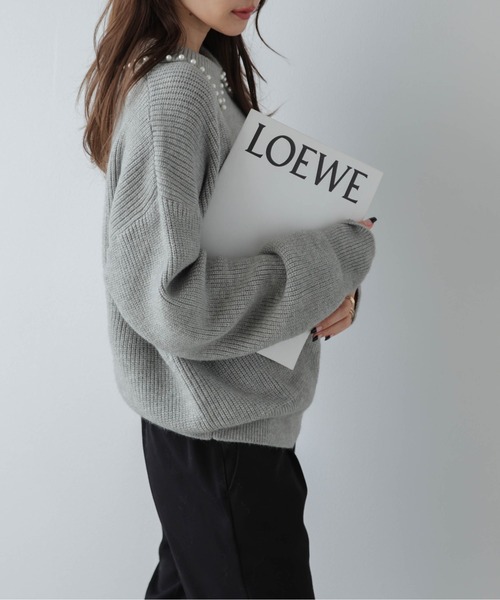 La-gemme（ラジェム）の「パールカラーニット（ニット/セーター・レディース・グレー/ネイビー/ブラック/ホワイト・フリー）」の17枚目の写真