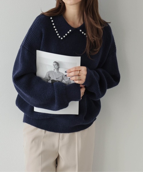 La-gemme（ラジェム）の「パールカラーニット（ニット/セーター・レディース・グレー/ネイビー/ブラック/ホワイト・フリー）」の20枚目の写真