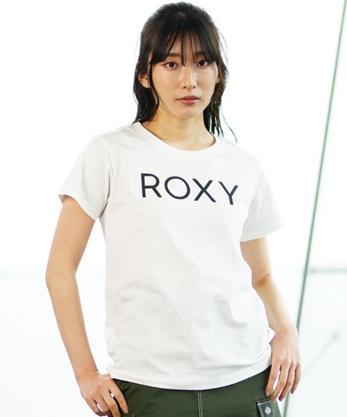 ROXY(ロキシー)の「ROXY/ロキシー 半袖Tシャツ ブランドロゴ クルーネック RST241079(Tシャツ/カットソー・レディース・ブラック/ホワイト・L/M/S)」の1枚目の写真