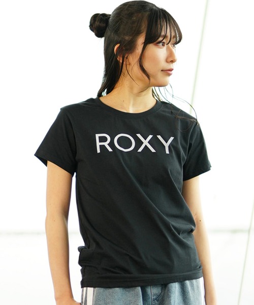 ROXY(ロキシー)の「ROXY/ロキシー 半袖Tシャツ ブランドロゴ クルーネック RST241079(Tシャツ/カットソー・レディース・ブラック/ホワイト・L/M/S)」の2枚目の写真