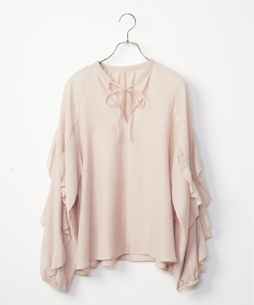 INED CLARO（イネドクラロ）の「フリルスリーブブラウス（シャツ/ブラウス・レディース・ピンク/ブラック・フリー）」の8枚目の写真