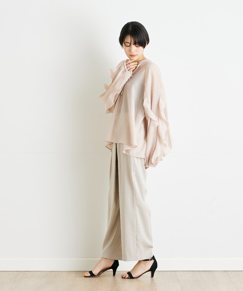 INED CLARO（イネドクラロ）の「フリルスリーブブラウス（シャツ/ブラウス・レディース・ピンク/ブラック・フリー）」の14枚目の写真