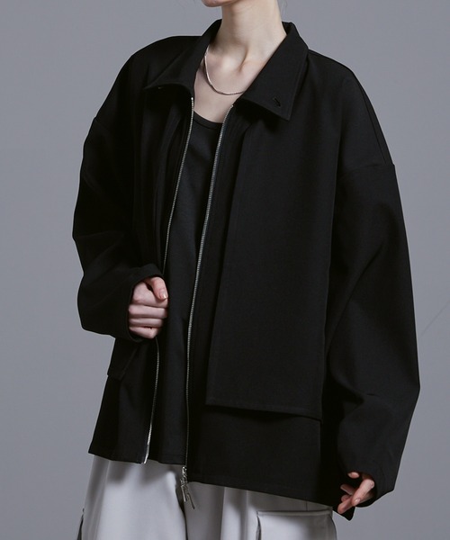 Loose/ルース（ルース）の「ドレープ ダブルジップレイヤードヨークブルゾン【セットアップ対応】（ブルゾン・メンズ・グレー系その他/ブラック/ダークブルー・L/M/S/XS）」の5枚目の写真
