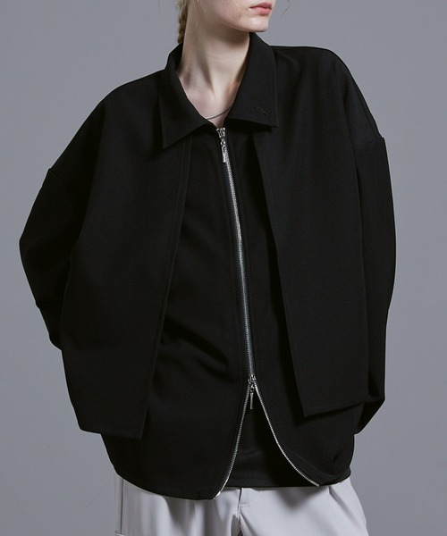 Loose/ルース（ルース）の「ドレープ ダブルジップレイヤードヨークブルゾン【セットアップ対応】（ブルゾン・メンズ・グレー系その他/ブラック/ダークブルー・L/M/S/XS）」の8枚目の写真