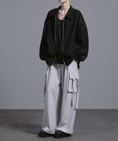 Loose/ルース（ルース）の「ドレープ ダブルジップレイヤードヨークブルゾン【セットアップ対応】（ブルゾン・メンズ・グレー系その他/ブラック/ダークブルー・L/M/S/XS）」の11枚目の写真