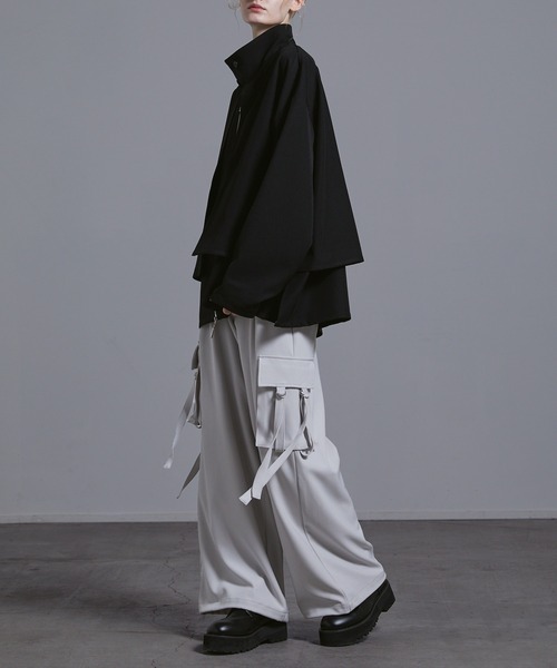 Loose/ルース（ルース）の「ドレープ ダブルジップレイヤードヨークブルゾン【セットアップ対応】（ブルゾン・メンズ・グレー系その他/ブラック/ダークブルー・L/M/S/XS）」の12枚目の写真