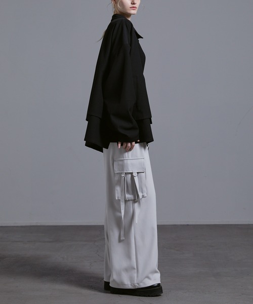 Loose/ルース（ルース）の「ドレープ ダブルジップレイヤードヨークブルゾン【セットアップ対応】（ブルゾン・メンズ・グレー系その他/ブラック/ダークブルー・L/M/S/XS）」の14枚目の写真