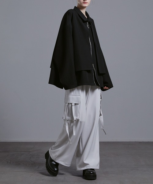 Loose/ルース（ルース）の「ドレープ ダブルジップレイヤードヨークブルゾン【セットアップ対応】（ブルゾン・メンズ・グレー系その他/ブラック/ダークブルー・L/M/S/XS）」の15枚目の写真