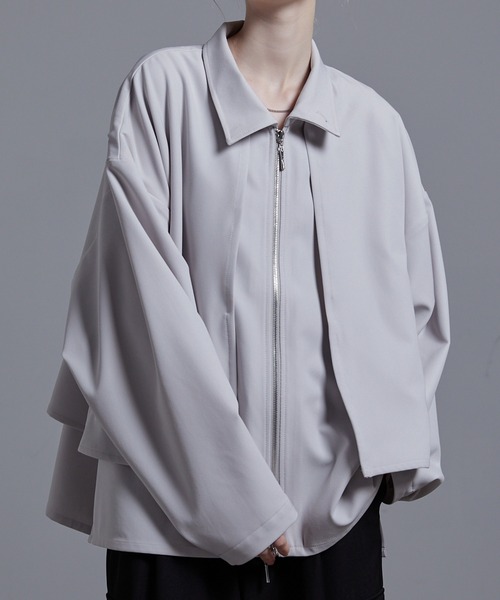 Loose/ルース（ルース）の「ドレープ ダブルジップレイヤードヨークブルゾン【セットアップ対応】（ブルゾン・メンズ・グレー系その他/ブラック/ダークブルー・L/M/S/XS）」の16枚目の写真